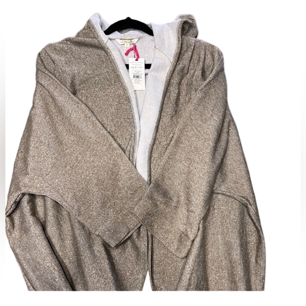 NWT khaki hooded open front sweater 175W